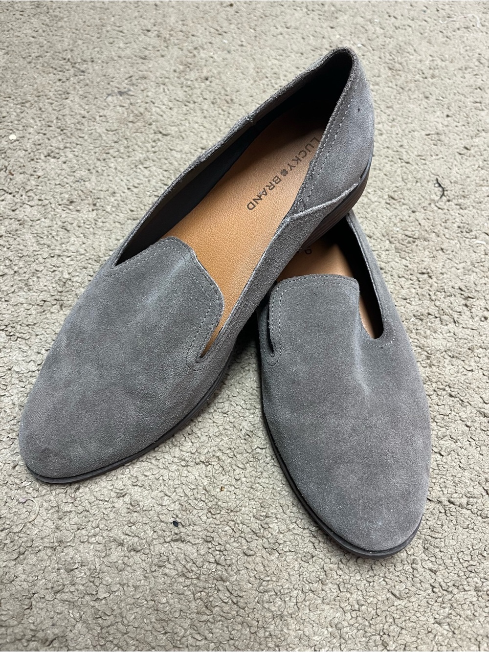 Lucky Brand Gray Suede Slip-On Loafers
